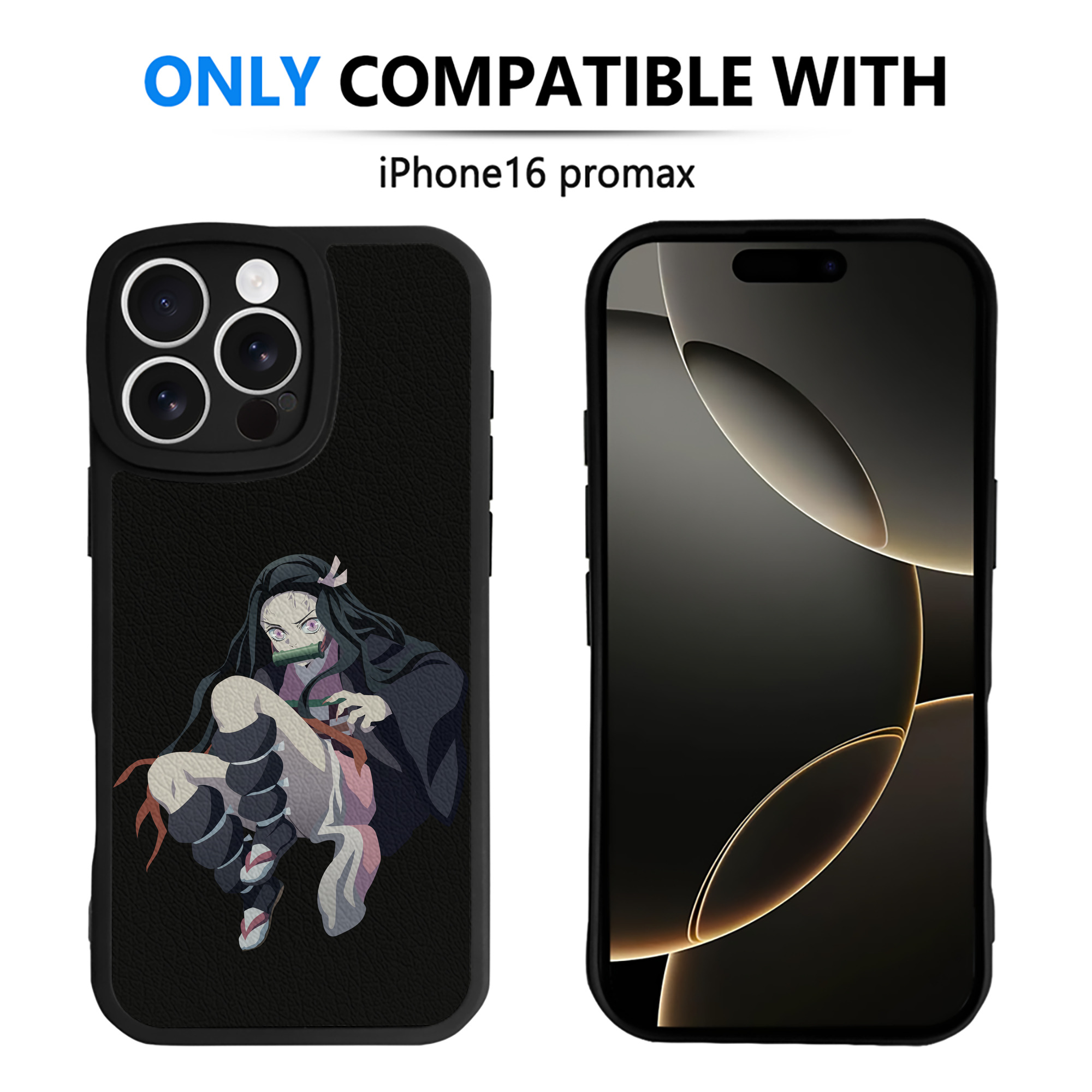 （画像用） 鬼滅の刃（きめつのやいば）竈門 禰󠄀豆子／かまど ねずこ Kamado Nezuko 【iPhone 16シリーズ対応】シリコンスマホケース（レザー調） 材質：シリコン